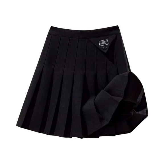 hoksml Girls Uniform Skirts Pleated Skirt Fashion College Style Half Body Skorts Solid Color High Waist Short A-line Skirt for 3-11 Years Children