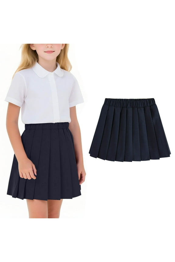 Girls Uniform Skirts Solid Color Elastic Waist Four Season Pleated Flowing Skorts Performance Dance Skirt 2-17 Years Children