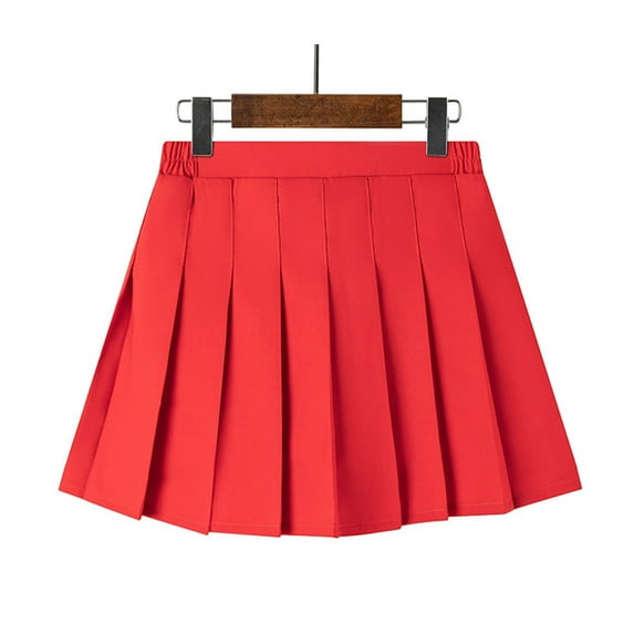 hoksml Girls Uniform Skirts Solid Color Elastic Waist Four Season Pleated Flowing Skorts Performance Dance Skirt 2-17 Years Children