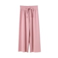 thumbnail image 1 of hoksml Girls Wide Leg Pants Kids Solid Ice Silk Lightweight Thin Loose Casual Elastic Waistband Straight Leg Pants (2-14), 1 of 7