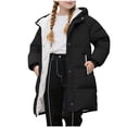 thumbnail image 1 of hoksml Girls Winter Coats Mediun Length Down Jackets Solid Color Zip-Up Long Sleeved Hooded Warm Outwear for 2-11 Years Childern, 1 of 9