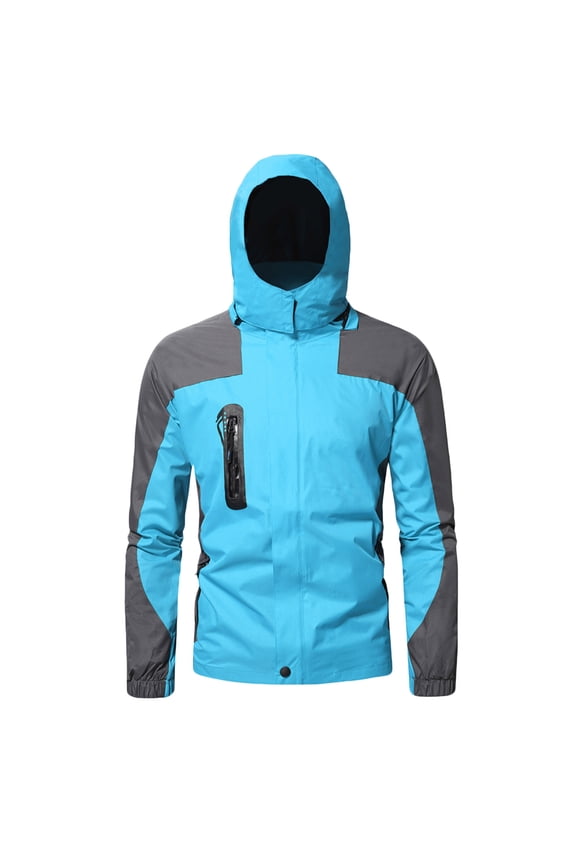 Jackets For Men Unisex Casual Patchwork Hooded Zipper Hiking Ski Winter Pocket Jacket Coats on Clearance
