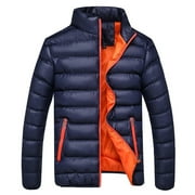 hoksml Jackets For Men Winter Warm Thick Bubble Coat Casual Jacket Outerwear on Clearance
