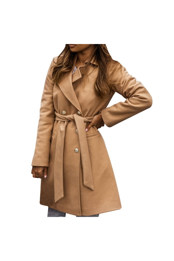 Jackets For Women Autumn And Winter Lapel Woolen Cloth Coat Trench Jacket Long Overcoat Outwear Clearance