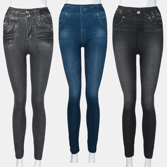 hoksml Jeggings for Women Pull on Stretchy Jeans Denim Leggings High Waisted Skinny Jean Leggings with Pockets Trendy 2024 on Clearance