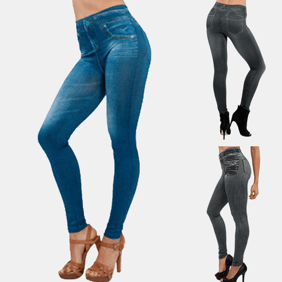 hoksml Jeggings for Women Pull on Stretchy Jeans Denim Leggings High Waisted Skinny Jean Leggings with Pockets Trendy 2024 on Clearance