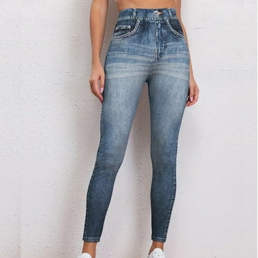 hoksml Jeggings for Women Pull on Stretchy Jeans Denim Leggings High Waisted Skinny Jean Leggings with Pockets Trendy 2025 on Clearance
