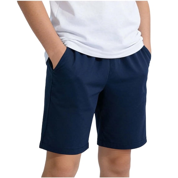 hoksml Kids Boys Summer Breathable School Uniform Shorts Elastic Waist Knee Length Multi Color Casual and Gym Shorts