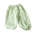 thumbnail image 1 of hoksml Kids Checkered Bubble Pants, Elastic Waist Pull-On Trousers with Cuffed Ankles, 1 of 5