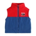 thumbnail image 1 of hoksml Kids Color Block Fleece Vest Boys Girls Zipper Stand-Up Collar Sleeveless Jacket Fall Winter Warm Vest Cardigan, 1 of 6