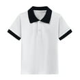 thumbnail image 1 of hoksml Kids' Contrast Collar Short Sleeve Athletic Shirts Uniform Style Casual Tees Multi Color Options for Boys and Girls School and Daily Wear, 1 of 4