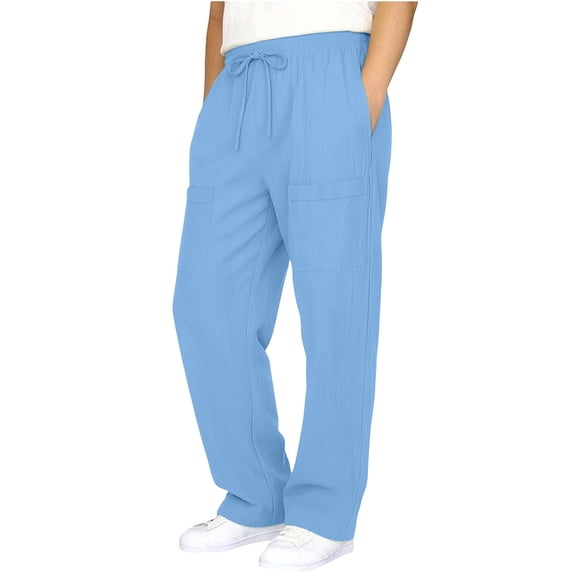 hoksml Kids Cotton Cargo Beach Pants, Unisex Elastic Waist Drawstring Casual Pants
