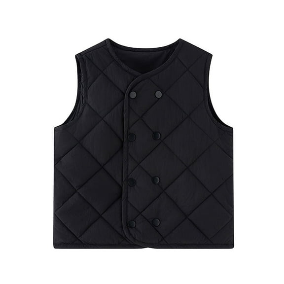 hoksml Kids Double-Breasted Down Vest Boys Girls Sleeveless Puffer Jacket Big Kids Quilted Vest (3-15 Years)