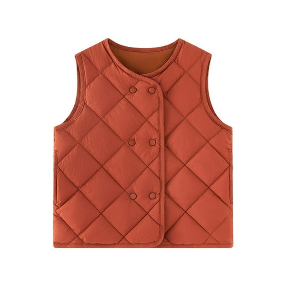 hoksml Kids Double-Breasted Down Vest Boys Girls Sleeveless Puffer Jacket Big Kids Quilted Vest (3-15 Years)