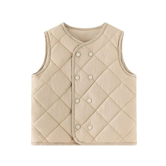 hoksml Kids Double-Breasted Down Vest Boys Girls Sleeveless Puffer Jacket Big Kids Quilted Vest (3-15 Years)