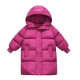 thumbnail image 1 of hoksml Kids Long Puffer Coat Winter Boys Girls Fleece Hooded Full Zipper Down Jacket with Pockets, 1 of 4