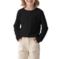 thumbnail image 1 of hoksml Kids Long Sleeve Crew Neck Shirt Solid Color Soft Casual Top for School and Everyday Wear, 1 of 7