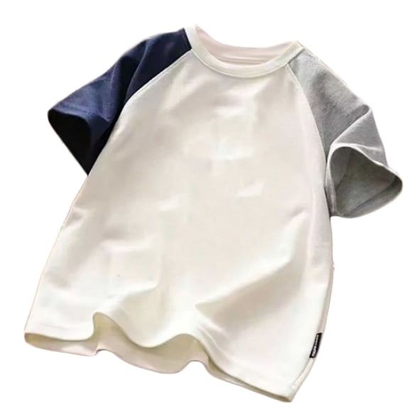 hoksml Kids Short Sleeve Raglan T Shirt Casual Color Block Crew Neck Top for Boys and Girls