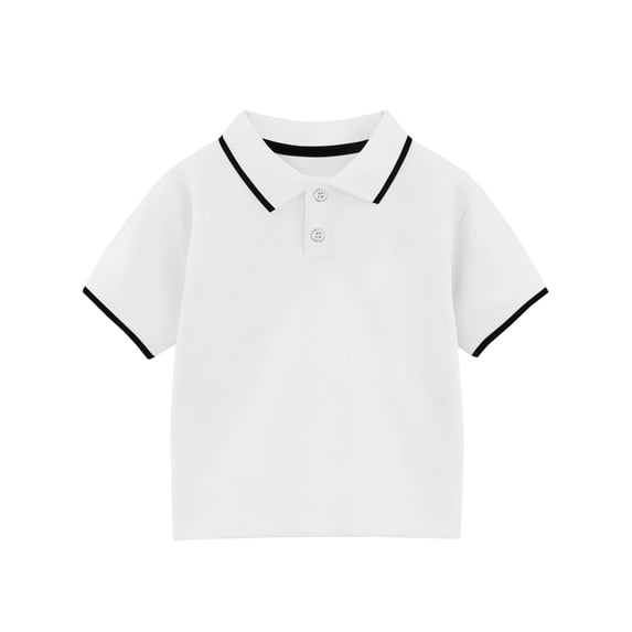 hoksml Kids' Short Sleeve Shirt Solid Color Collared Button-Down Top Summer Casual Sport Uniform Tee for Boys and Girls