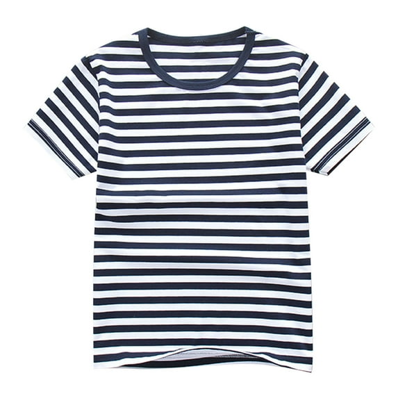 hoksml Kids Short Sleeve Striped T Shirt Soft Crew Neck Casual Top with Classic Horizontal Stripes Perfect for Playdates and Everyday Wear