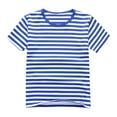 thumbnail image 1 of hoksml Kids Short Sleeve Striped T Shirt Soft Crew Neck Casual Top with Classic Horizontal Stripes Perfect for Playdates and Everyday Wear, 1 of 4
