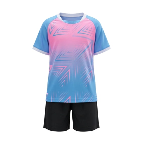 hoksml Kids Soccer Jersey and Shorts 2-Piece Quick Dry Geometric Print Sports Outfit Set