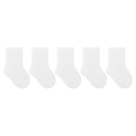 hoksml Kids Socks 5 Pairs 0-12 Years Children's Solid Color Breathable Mesh Eyeliner 5pc Set White Socks for Baby Boys Girls Kids