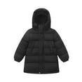 thumbnail image 1 of hoksml Kids Solid Color Hooded Down Jacket Mid-Length Zipper Snap Thick Casual Warm Puffer Coat with Pockets for Boys Girls, 1 of 6
