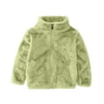 thumbnail image 1 of hoksml Kids Stand-Up Collar Fleece Jacket Boys Girls Soft Sherpa Coat Solid Color Long Sleeved Zipper Winter Warm Outerwear, 1 of 3