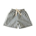 thumbnail image 1 of hoksml Kids Striped Linen Blend Shorts Summer Drawstring Elastic Waist Breathable Fabric Multi Color Casual Shorts, 1 of 3