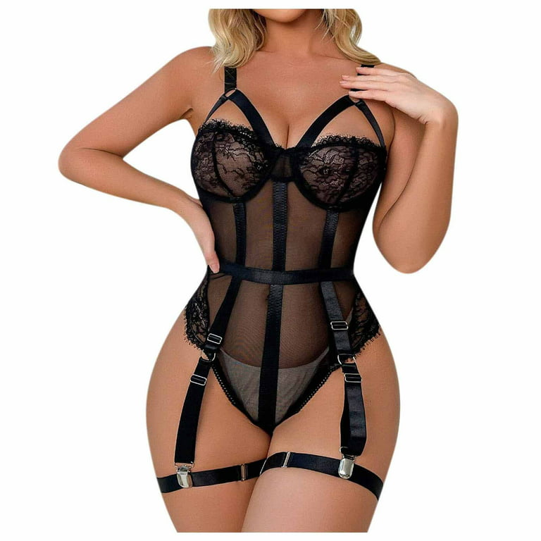 hoksml Lingerie Ladies Sexy Lingerie Hollow Sexy One-piece Lace