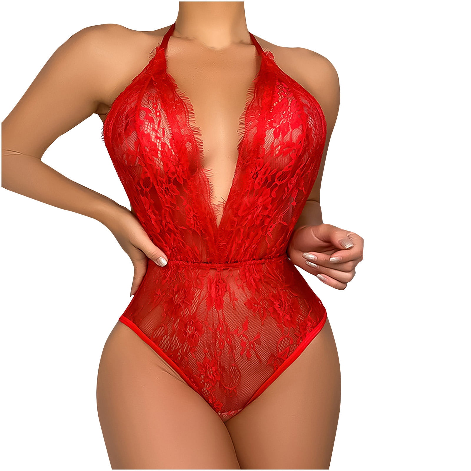 hoksml Lingerie Ladies Sexy Lingerie Hollow Sexy One-piece Lace