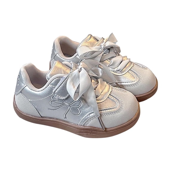 hoksml Little Girl Bow Sneakers Cute Casual Shoes for Toddler Kids Play and Everyday Wear