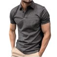 thumbnail image 1 of hoksml Man Business Casual Shirts Solid Color Collared Polo Shirt Summer Fashion Leisure Versatile Turndown Collar Short Sleeve Elastic Cuffs Top, 1 of 6