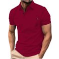 thumbnail image 1 of hoksml Man Business Polo Shirts Solid Color Collared Top Elastic Cuffs Summer Fashion Comfortable Breathable Leisure Versatile Turndown Collar Short Sleeve, 1 of 6