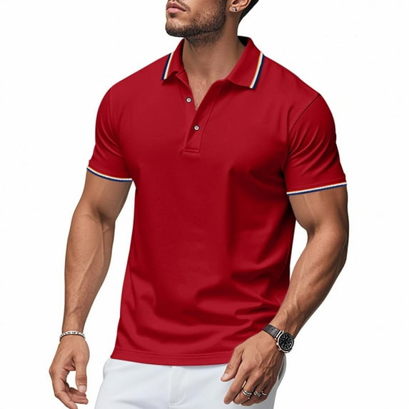 hoksml Man Golf Polos Shirts Summer Lightweight Mesh Casual Loose Button Lapel Short Sleeve Top Solid Color Collared Athletic T Shirt