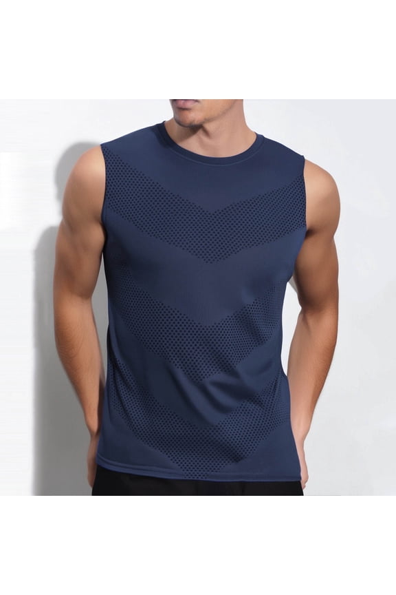 Man Lightweight Tennis Ball Tank Top Casual Loose Sports Sleeveless Round-Neck Tank T Shirts Solid Color Mesh Comfort Breathable Running Shirts