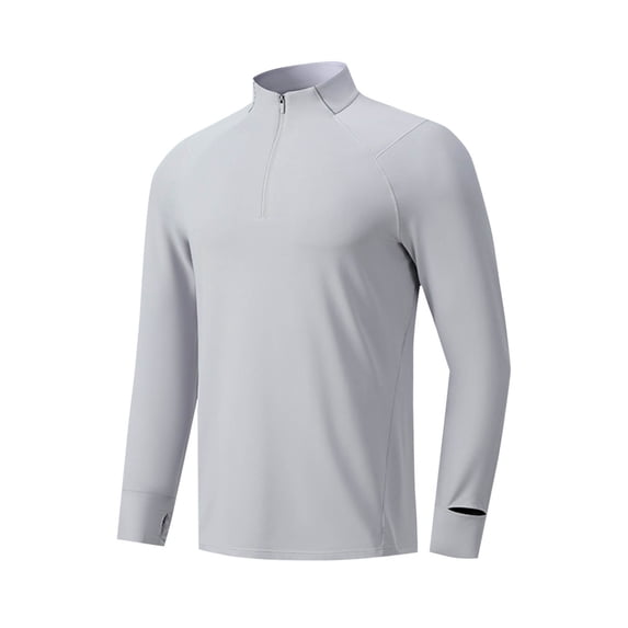 hoksml Man Long Sleeve Shirts Moisture Wicking Athletic Shirts Solid Color Zipper Stand-up Collar Top Casual Sports Hiking Running Workout T Shirts