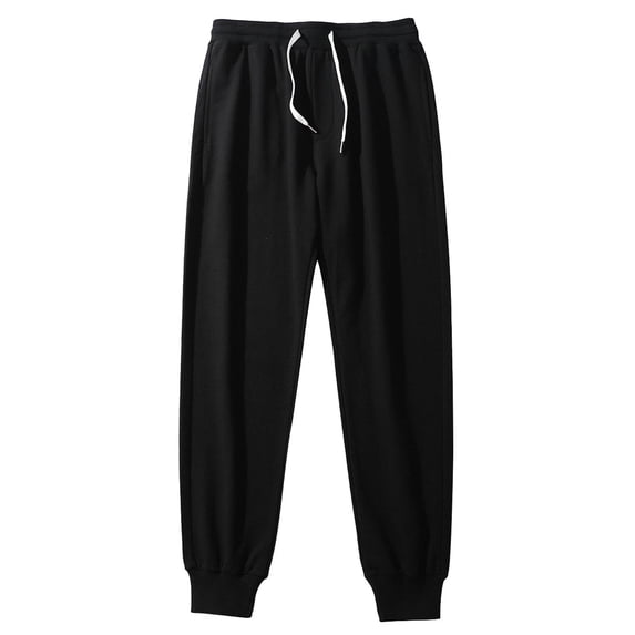 hoksml Men Active Athletic Pants Casual Solid Elastic Waist Drawstring Full Length Pants Lightweight Sweatpants Workout Jogger Cuffed Pants Legs