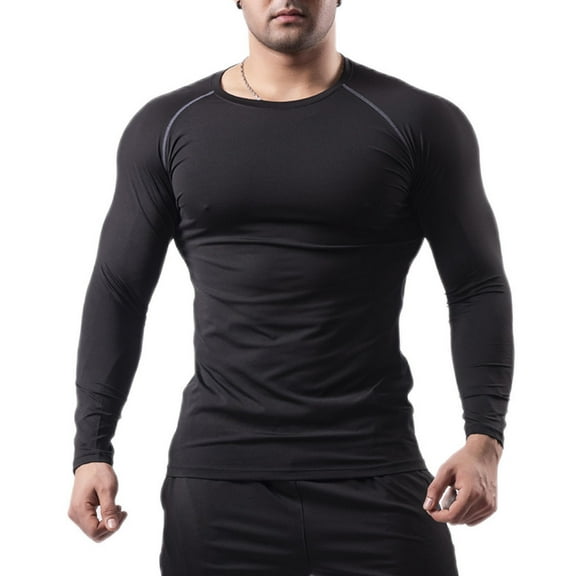 hoksml Men Active Shirts Long Sleeved Tees Shirts Moisture Wicking Running T Shirts Top Casual Solid Color Workout Fitness Muscle Athletic Shirts