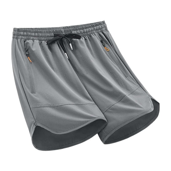 hoksml Men Athletic Shorts Solid Color Cotton Linen Drawstring Elastic Waist Workout Running Shorts with Zipper Pockets Lightweight Beach Shorts 2025 on Clearance