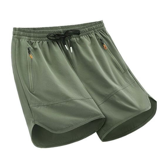 hoksml Men Athletic Shorts Solid Color Cotton Linen Drawstring Elastic Waist Workout Running Shorts with Zipper Pockets Lightweight Beach Shorts 2025 on Clearance