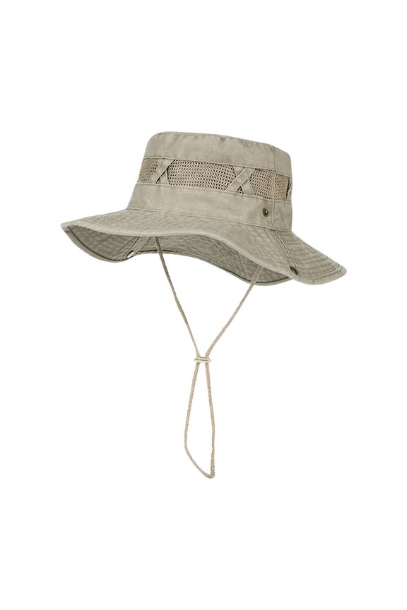 Men Boonie Hats, Trucker Hats Bucket Hat Wide Brim Sun Hat Temperament Ventilate Versatile Solid Color Drawstring Fisherman Hat Fishing Hiking Outdoor Hats