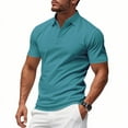 thumbnail image 1 of hoksml Men Business Casual Shirts Golf Ball Uniform Solid Color Collared Polo Shirt Fashion Casual Loose Button Lapel Short Sleeve Top, 1 of 9