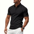 thumbnail image 1 of hoksml Men Business Casual Shirts Golf Ball Uniform Solid Color Collared Polo Shirt Fashion Casual Loose Button Lapel Short Sleeve Top, 1 of 9