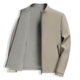 thumbnail image 1 of hoksml Men Casual Outerwear Jackets Solid-Color Double-sided Zip Up Coat Fashionable Zipper Pocket Long Sleeve Hoodedess Standing Collar Spring Fall Windbreaker Top Clothing, 1 of 7