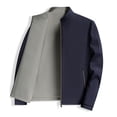 thumbnail image 1 of hoksml Men Casual Outerwear Jackets Solid-Color Double-sided Zip Up Coat Fashionable Zipper Pocket Long Sleeve Hoodedess Standing Collar Spring Fall Windbreaker Top Clothing, 1 of 9