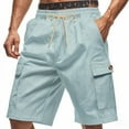thumbnail image 1 of hoksml Men Corduroy Shorts Solid Color Multiple Pockets Drawstring Elastic Waist Shorts Casual Versatile Bermuda Knee Shorts, 1 of 6