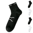 thumbnail image 1 of hoksml Men Cotton Anti Slip Yoga Ankle Socks, Non Skid Mid Crew Fitness Socks for Pilates Barre Workout Black White Two Colors, 1 of 6