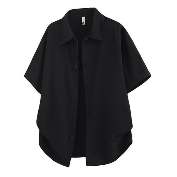 hoksml Men Fashion Button-Down Shirts Leisure Solid Color Collared Versatile Button T-shirt Summer Lightweight Clothing Blouse Tops